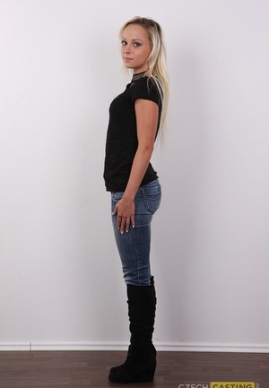 18 year old cutie Christine Paradise pulling denim shorts aside